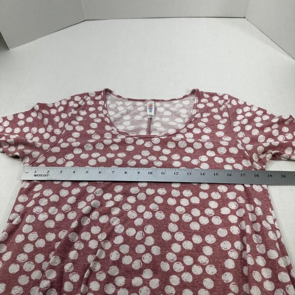 LuLaRoe Women's Size XS Short Sleeve Top Polka Dot Brown White Preowned - Picture 8 of 12